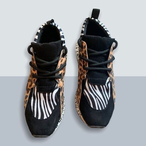 Steve Madden Multi Animal Print Fashion Sneaker Size 3 - Picture 4 of 7